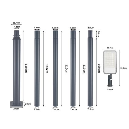 Brilagi - LED външна улична лампа със стълб и шарнир 5 m URBANLIGHT LED/200W/230V антрацит IP65