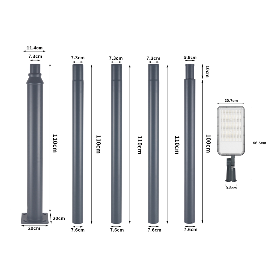 Brilagi - LED външна улична лампа със стълб и шарнир 5 m URBANLIGHT LED/200W/230V антрацит IP65