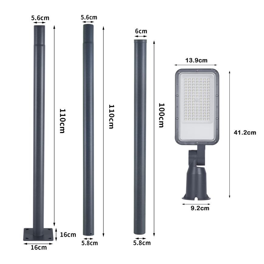 Brilagi - LED външна улична лампа със стълб и шарнир 3 м URBANLIGHT LED/50W/230V антрацит IP65