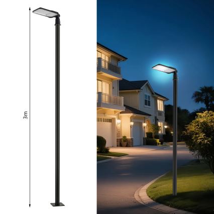 Brilagi - LED Външна улична лампа със стълб и шарнир 3 m URBANLIGHT LED/100W/230V черна IP65