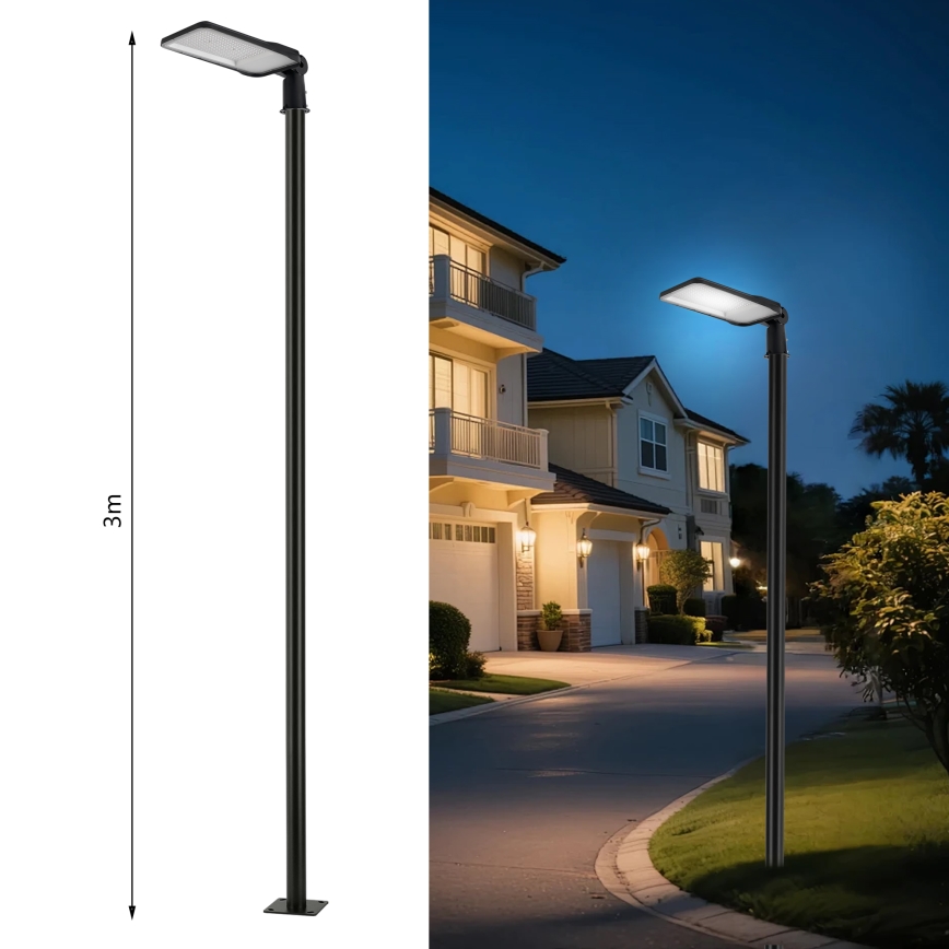Brilagi - LED външна улична лампа със стълб и шарнир 3 м URBANLIGHT LED/200W/230V черна IP65