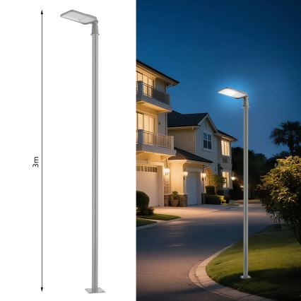 Brilagi - LED външна улична лампа с колона и шарнир 3 m URBANLIGHT LED/100W/230V сива IP65