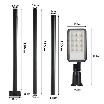 Brilagi - Външна улична LED лампа с 3 м стълб и регулируем шарнир URBANLIGHT LED/50W/230V, черна, IP65