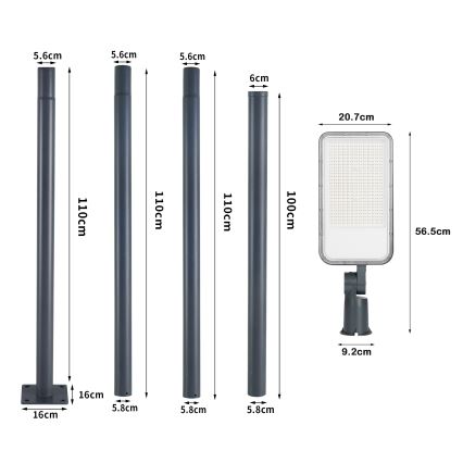Brilagi - LED външна улична лампа със стълб и шарнир 4 m URBANLIGHT LED/200W/230V антрацит IP65