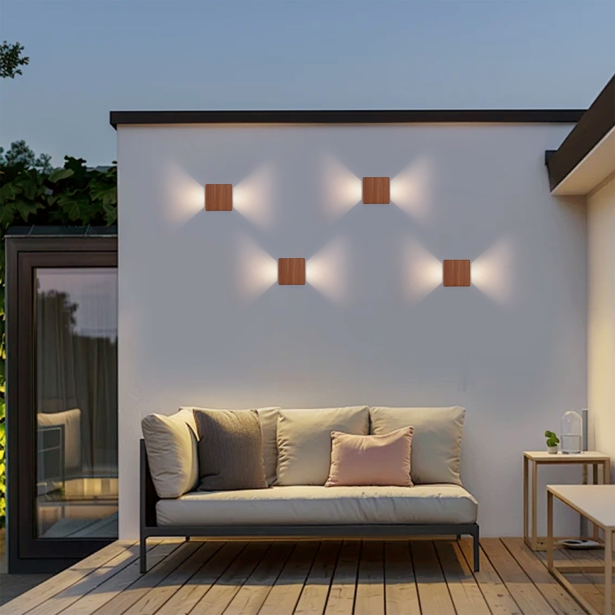 Brilagi - LED външна стенна лампа DOUBLERAY LED/6W/230V с дървесен декор IP54