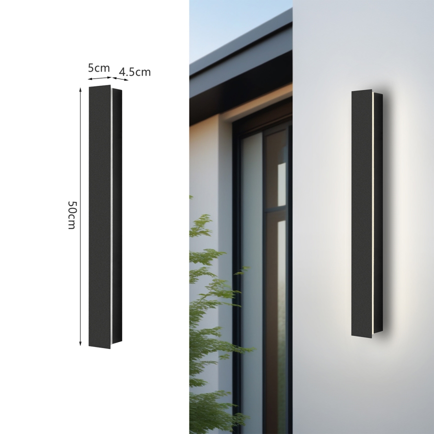 Brilagi - LED външно стенно осветително тяло LINEAR LED/12W/230V 4000K IP65 50 cm черно