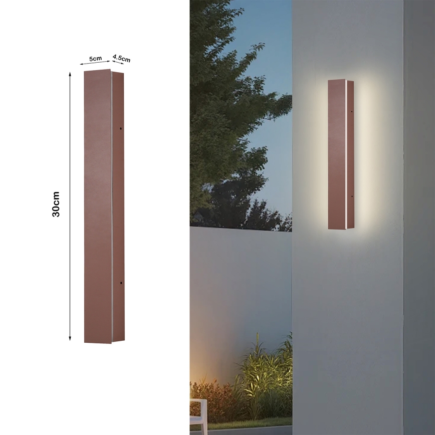 Brilagi - LED външно стенно осветително тяло LINEAR LED/8W/230V 3000K IP65 30 cm кафяво CRI 90