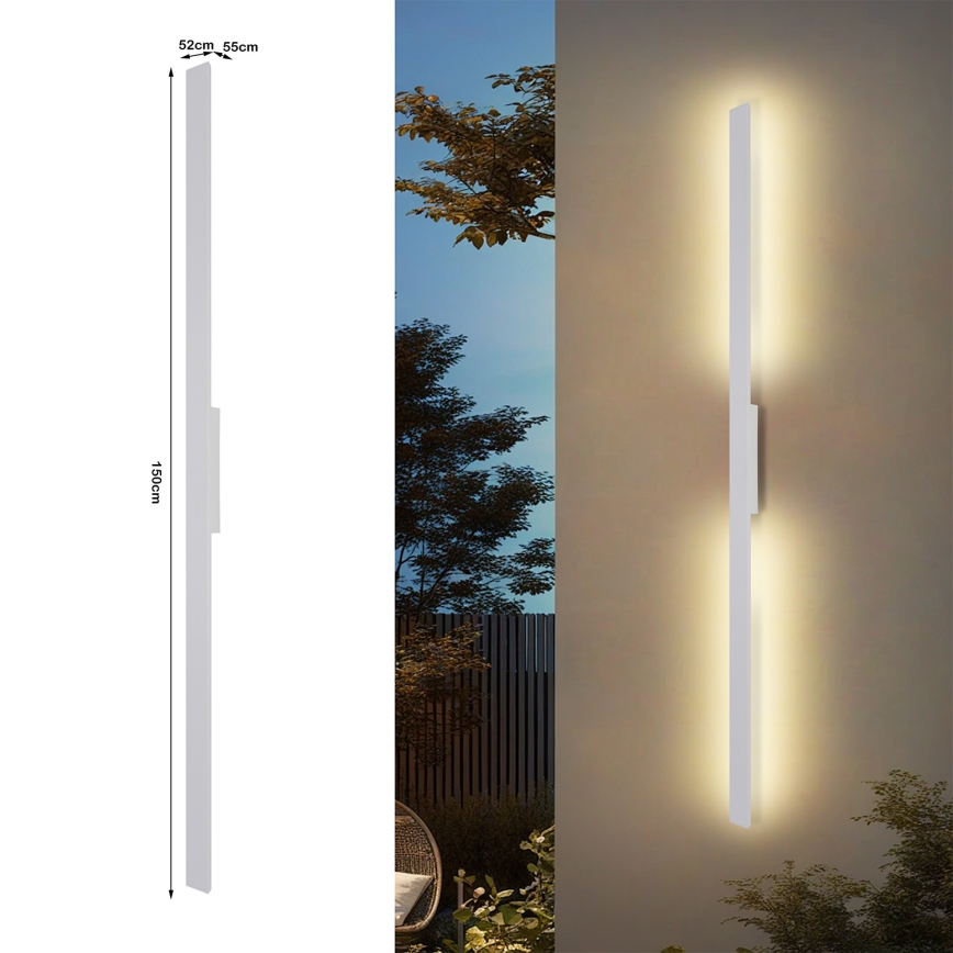 Brilagi - LED външно стенно осветително тяло LUNA LED/30W/230V 3000K IP65 150 cm бяло CRI 90