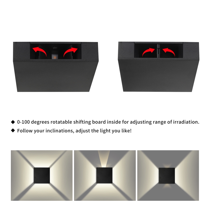 Brilagi - LED външна стенна лампа QUADRAY LED/4W/230V черна IP65