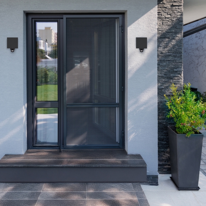 Brilagi - LED външно стенно осветително тяло с сензор CUBE LED/6W/230V черно IP65