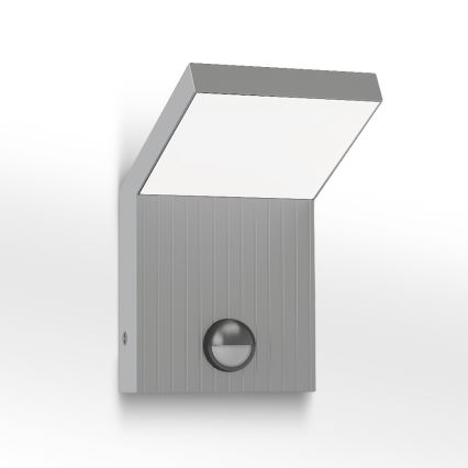Brilagi - LED външно стенно осветително тяло със сензор RIANO, LED/8W/230V, сребристо, IP65