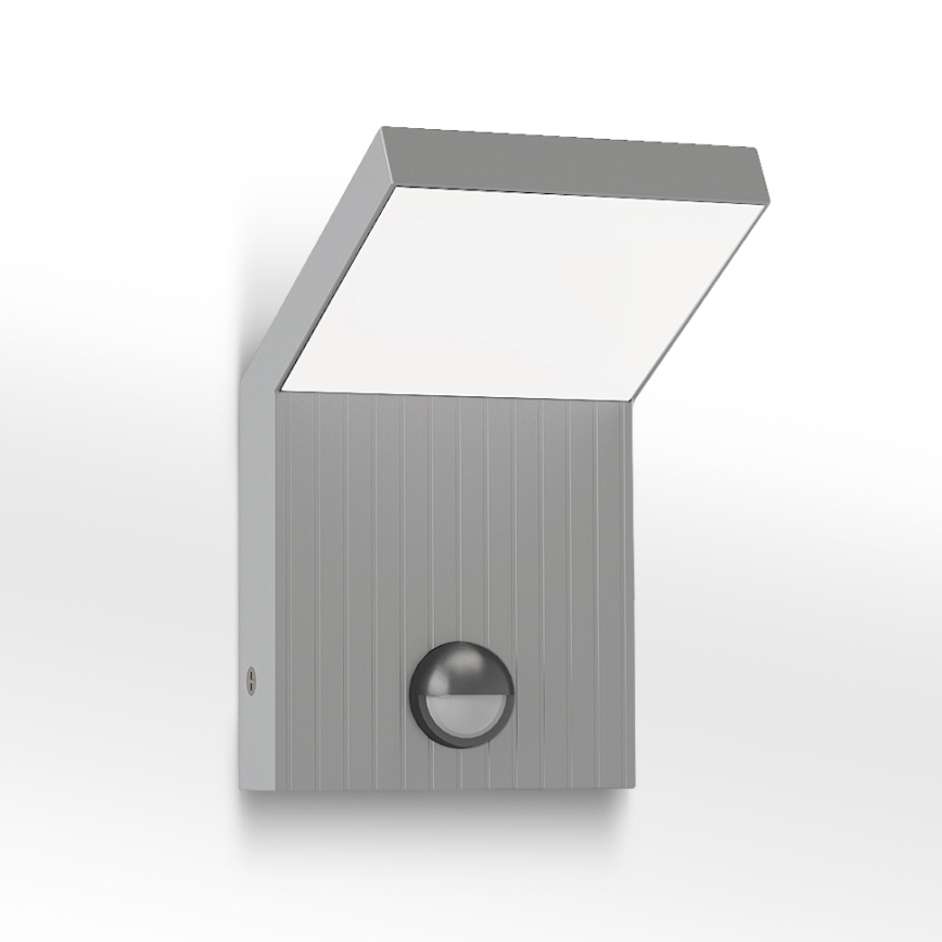 Brilagi - LED външно стенно осветително тяло със сензор RIANO, LED/8W/230V, сребристо, IP65