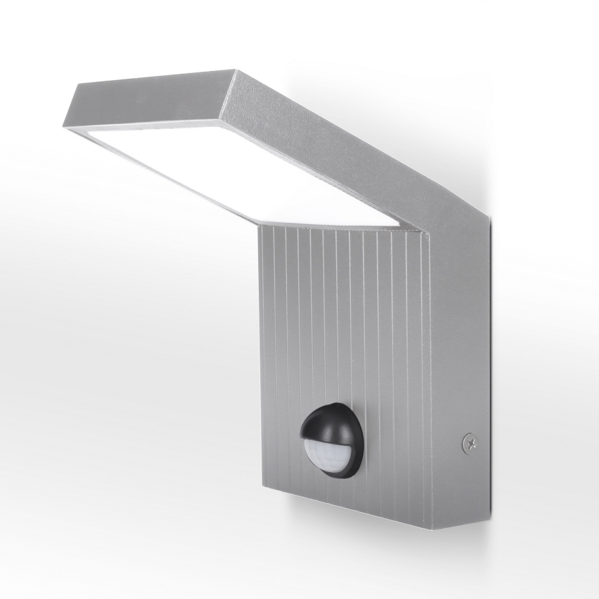 Brilagi - LED външно стенно осветително тяло със сензор RIANO, LED/8W/230V, сребристо, IP65