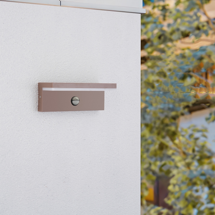 Brilagi - LED външно стенно осветително тяло със сензор TESSI LED/10W/230V кафяво IP54