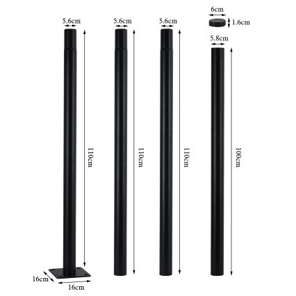 Brilagi - Външна улична LED лампа със стълб 4 м URBANSPARK LED/120W/230V черна IP65