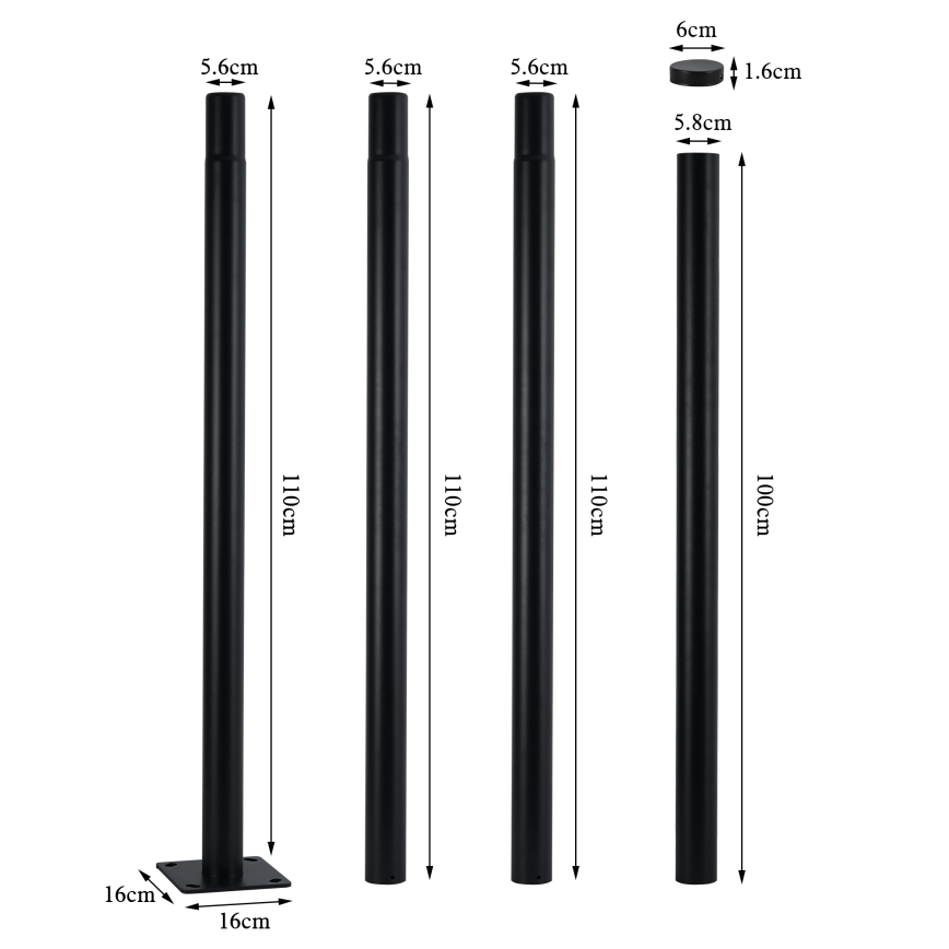Brilagi - Външна улична LED лампа със стълб 4 м URBANSPARK LED/120W/230V черна IP65