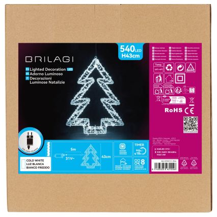 BRILAGI - LED външна коледна декорация LED/6W/8 функции 43 cm IP44 елха студено бяла