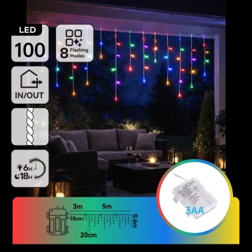 BRILAGI - LED Външна коледна гирлянда 100xLED/3xAA/8 функции 8x0,6m IP44 многоцветна