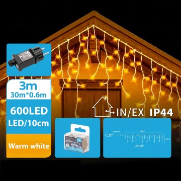BRILAGI - LED Външна коледна гирлянда 600xLED/6W/8 функции 33x0,6m IP44 топло бяло