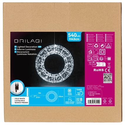 BRILAGI - LED Външна коледна украса LED/6W/8 функции 43 cm IP44 пръстен студено бяло