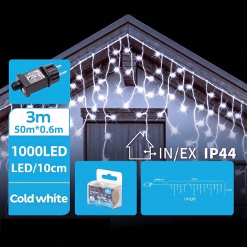 BRILAGI - LED външна коледна верига 1000xLED/9W/8 функции 53x0,6m IP44 студено бяла