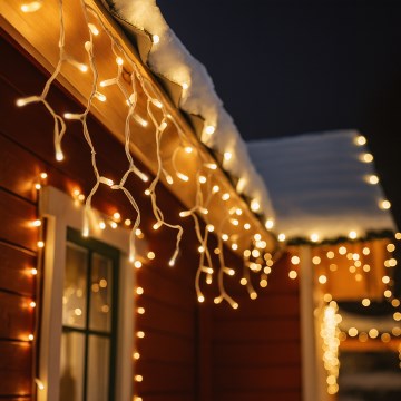 Brilagi - LED външна коледна завеса 360xLED/8 функции 14 м IP44 топла бяла ледени висулки