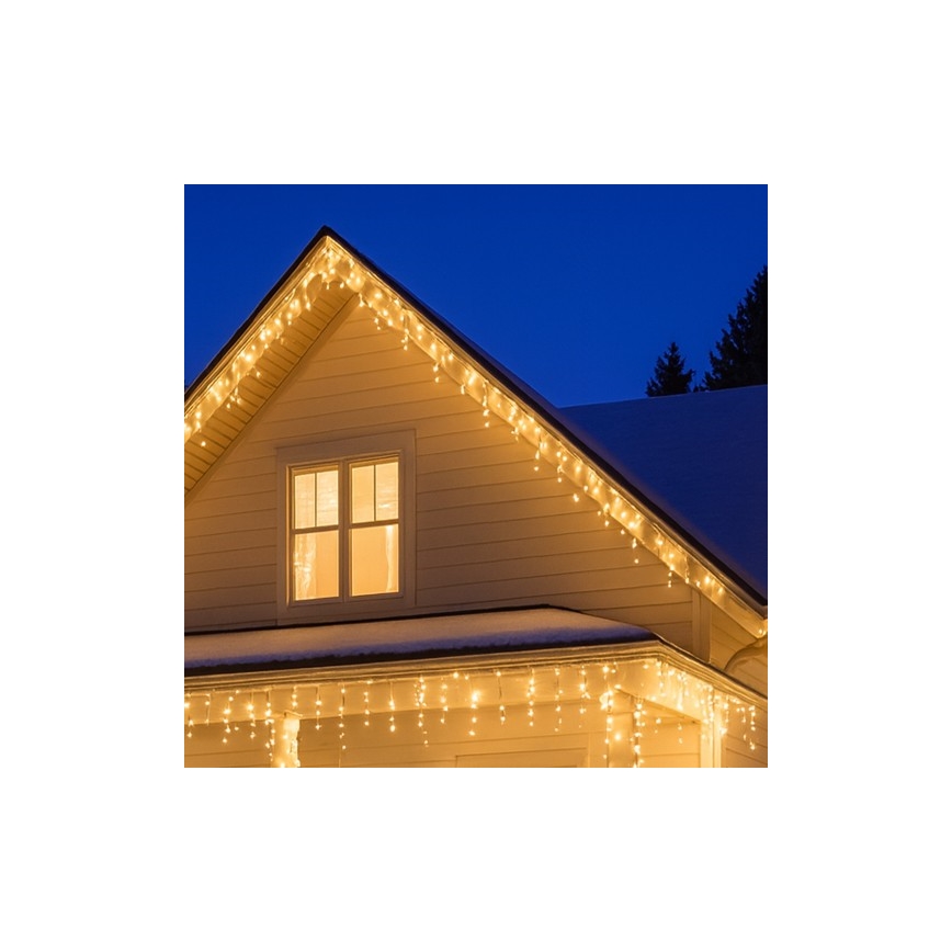 Brilagi - LED външна коледна завеса 360xLED/8 функции 14 м IP44 топла бяла ледени висулки