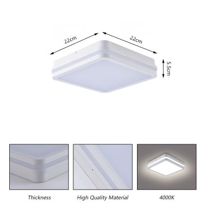 Brilagi - LED външно осветително тяло BENE LED/18W/230V 22x22 cm бяло IP54