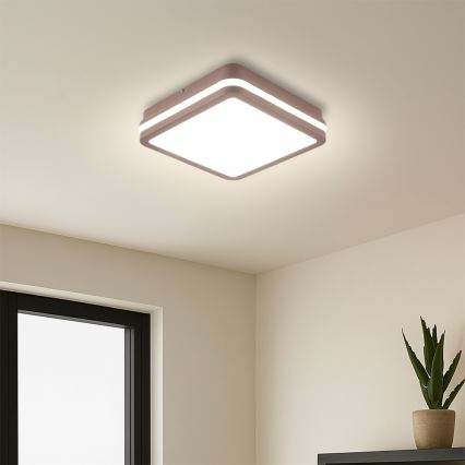 Brilagi - LED външно таванно осветително тяло BENE със сензор, LED/18W/230V, 21,5x21,5 cm, кафяво, IP54