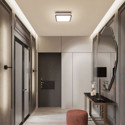 Brilagi - LED външно таванно осветително тяло BENE със сензор, LED/18W/230V, 21,5x21,5 cm, кафяво, IP54