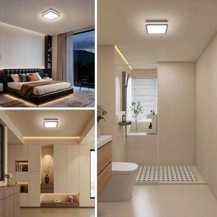 Brilagi - LED външно таванно осветително тяло BENE със сензор, LED/18W/230V, 21,5x21,5 cm, кафяво, IP54