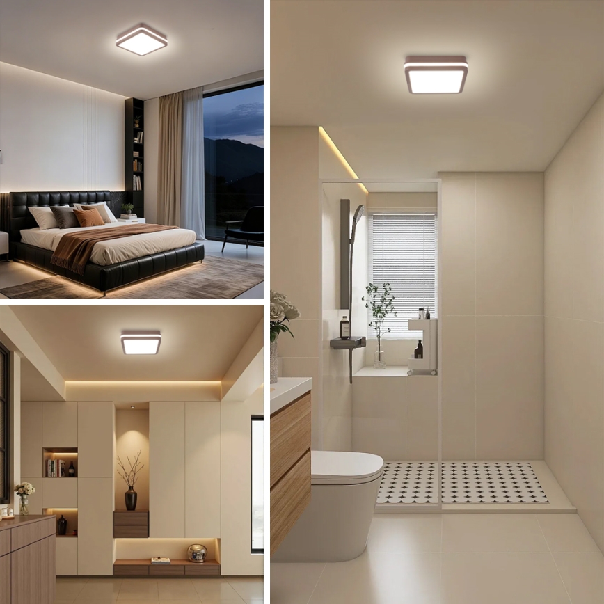 Brilagi - LED външно таванно осветително тяло BENE със сензор, LED/18W/230V, 21,5x21,5 cm, кафяво, IP54
