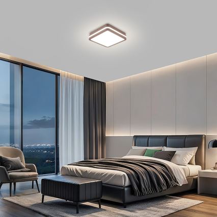 Brilagi - LED външно таванно осветително тяло със сензор BENE LED/18W/230V 21,5x21,5 cm кафяво IP54