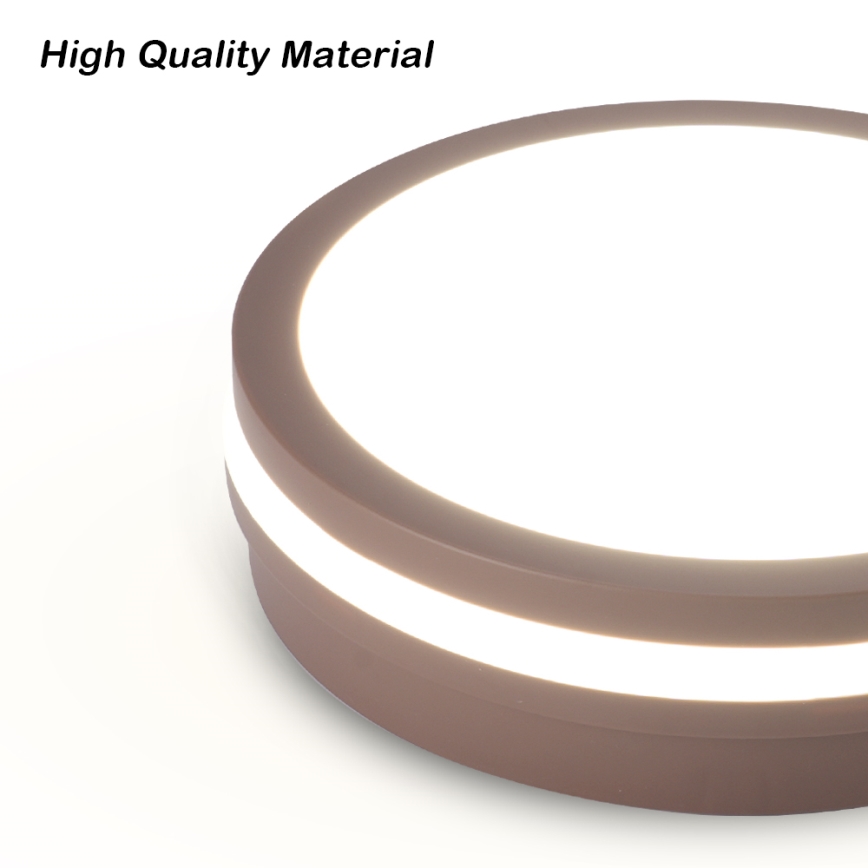 Brilagi - LED външно таванно осветително тяло със сензор BENE LED/18W/230V Ø 21,5 см кафяво IP54