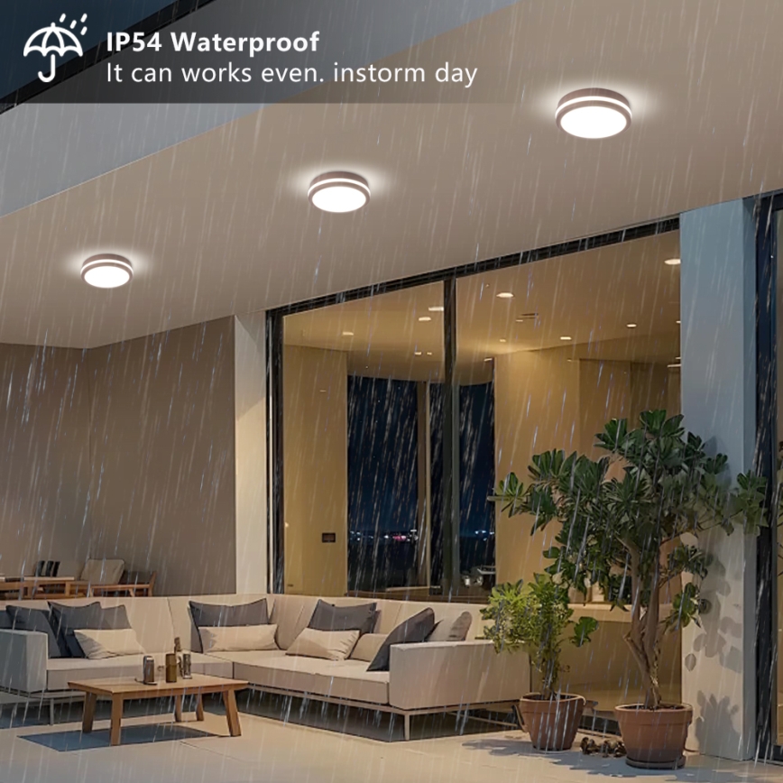 Brilagi - LED външно таванно осветително тяло със сензор BENE LED/18W/230V Ø 21,5 см кафяво IP54