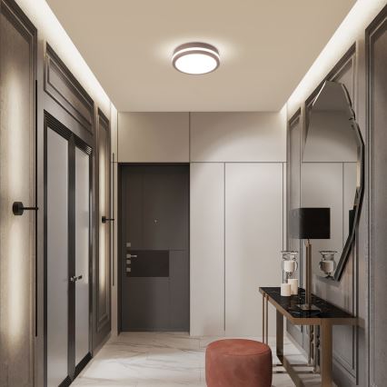 Brilagi - LED външно таванно осветително тяло с сензор BENE LED/18W/230V Ø 21,5 см кафяво IP54