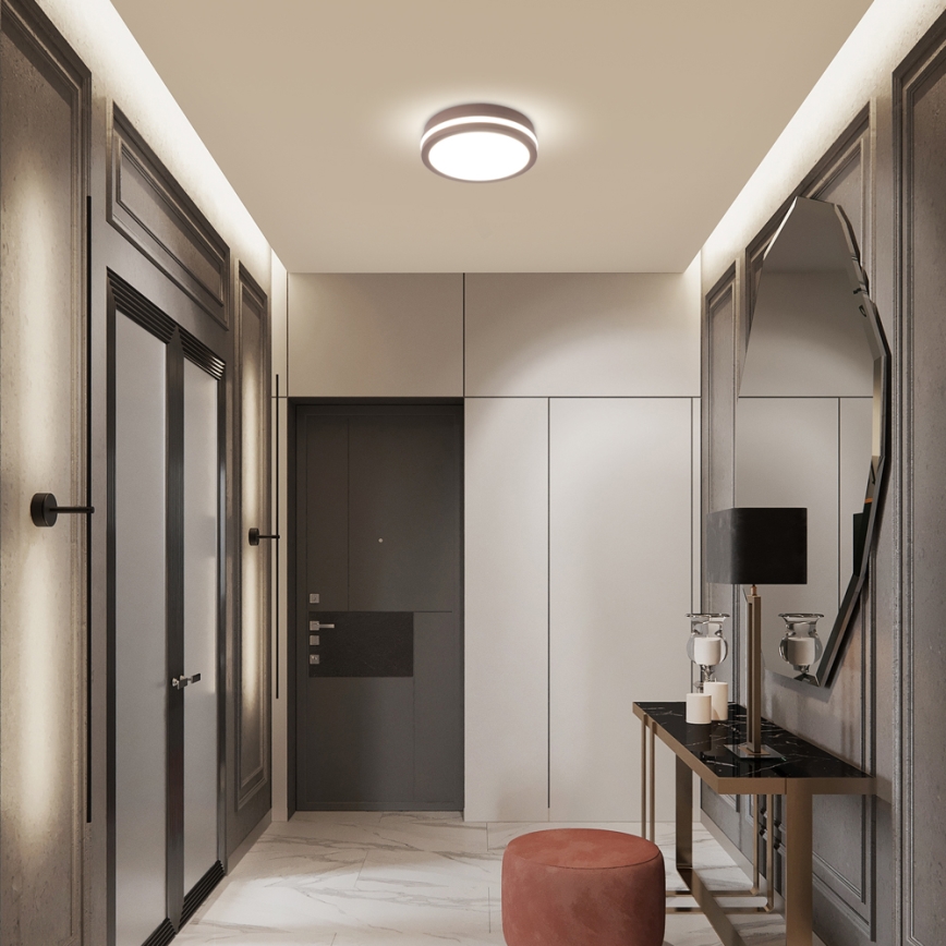 Brilagi - LED външно таванно осветително тяло с сензор BENE LED/18W/230V Ø 21,5 см кафяво IP54