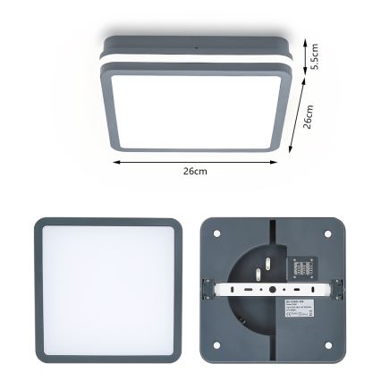 Brilagi - LED външно осветително тяло със сензор за движение BENE LED/24W/230V 26x26 см антрацит IP54
