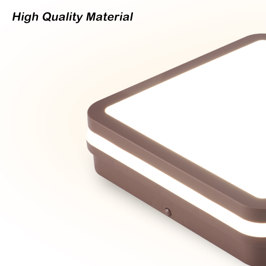 Brilagi - LED външен плафон със сензор BENE LED/24W/230V 26x26 cm кафяв IP54