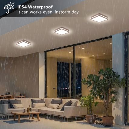 Brilagi - LED външен плафон със сензор BENE LED/24W/230V 26x26 cm кафяв IP54