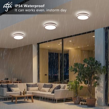 Brilagi - LED външно осветително тяло със сензор BENE LED/24W/230V диам. 26 cm кафяво IP54