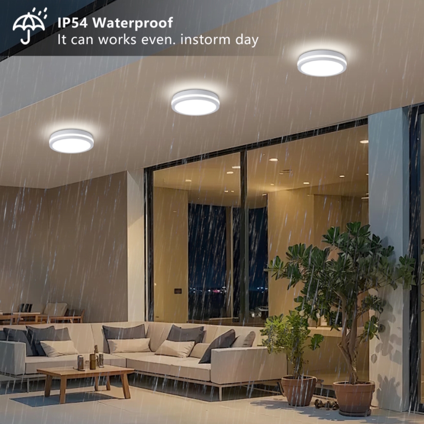 Brilagi - LED външен таванен плафон с датчик BENE LED/24W/230V Ø 26 см бял IP54