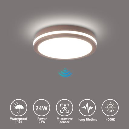 Brilagi - LED външно осветително тяло със сензор BENE LED/24W/230V Ø 26 см кафяво IP54