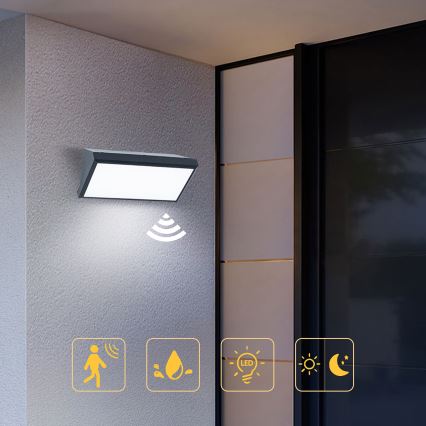 Brilagi - LED външно стенна лампа с сензор TRIANGLE LED/20W/230V антрацит IP65