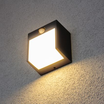 Brilagi - LED външно стенна лампа с сензор TERNI LED/12W/230V черна IP44