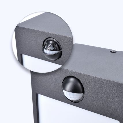 Brilagi - LED външно стенна лампа с сензор TERNI LED/12W/230V черна IP44