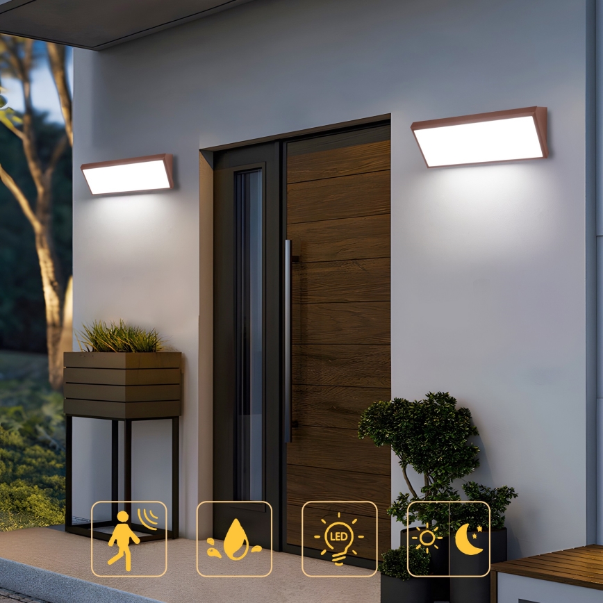 Brilagi - LED външен стенен осветител TRIANGLE със сензор LED/42W/230V 45 cm кафяв IP65