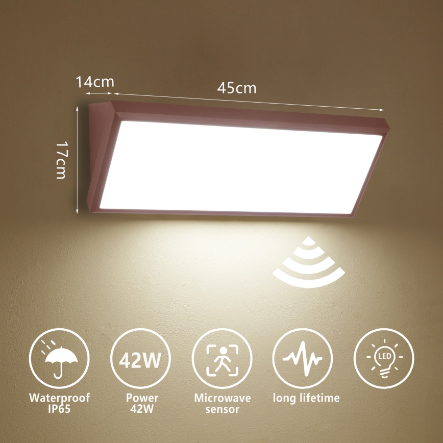 Brilagi - LED външен стенен осветител TRIANGLE със сензор LED/42W/230V 45 cm кафяв IP65