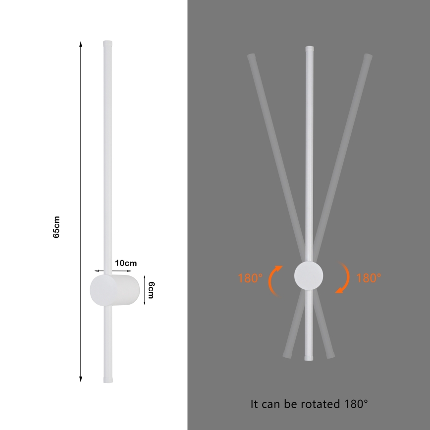 Brilagi - LED външно стенно осветително тяло AURA LED/12W/230V 3000K IP54 65 cm бяло CRI 90