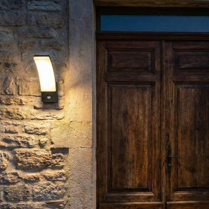 BRILAGI - LED външно стенно осветително тяло с датчик за движение и сумрак ARCELO LED/12W/230V IP65 черно